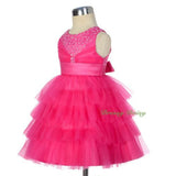 FG292 Baby Girls Beads Tulle Tiered flower Girl  Pageant Birthday Dresses Size 6 Months - 3