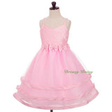 FG332 Trimmed Spaghetti Straps Tiers Tulle Flower Girl Occasion Dress Size 3-9