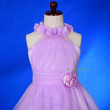 FG338 Rosettes Halter Tulle Flower Girl Party Occasion Dress Gown Purple Size 2-10