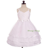 FG332 Trimmed Spaghetti Straps Tiers Tulle Flower Girl Occasion Dress Size 3-9