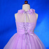 FG338 Rosettes Halter Tulle Flower Girl Party Occasion Dress Gown Purple Size 2-10