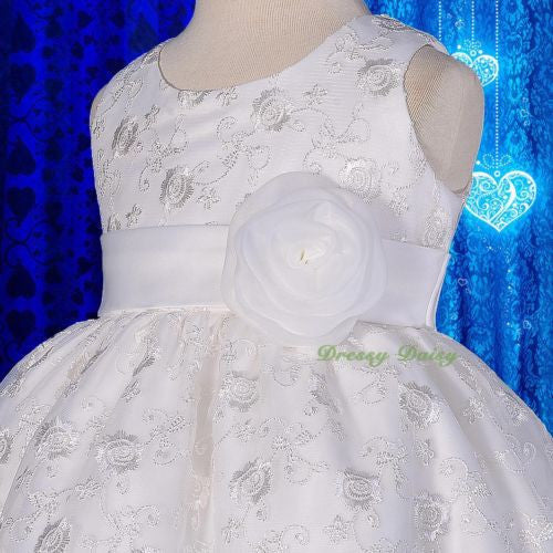 FG272 Embroideries Rosette Floral Pattern Tulle Flower Girl Dress Wedding Size 9 Months - 5