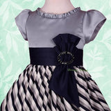 FG244 Striped Cap Sleeves Wedding Flower Girl Occasion Pageant Dresses Size 4-9