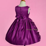 FG329 Round Neckline Embossed Flower Wedding Party Birthday Dress Purple Size 4-6X