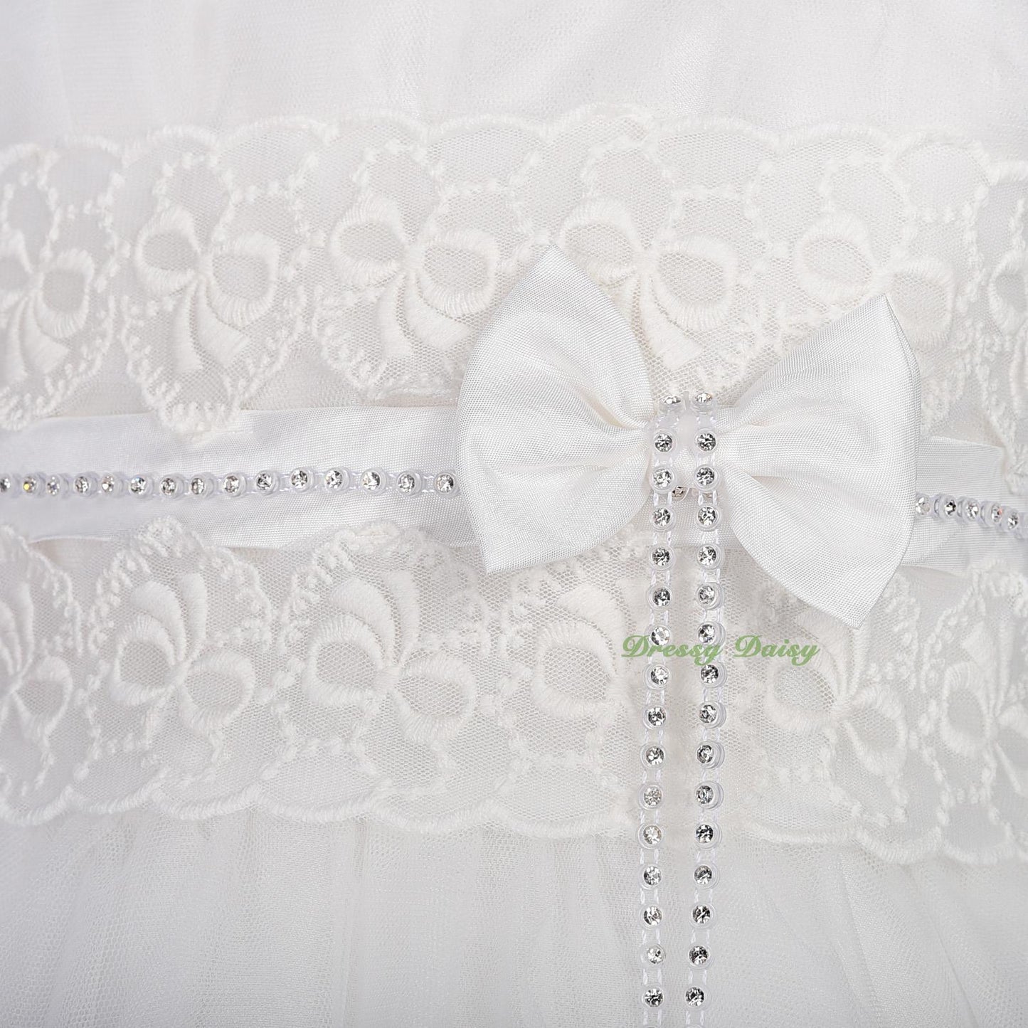 FG339 Diamante Floral Lace Pageant Wedding Flower Girl Dresses w/ Train Size 2-9