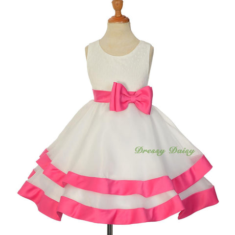 FG310 Lace Organza Tiered Flower Girl Wedding Pageant Party Occasion Dress Size 2-9