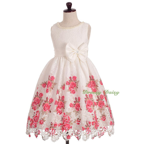 FG331 Girls' Lace Scalloped Hem Wedding Flower Girl Pageant Party Dresses Size 3-10