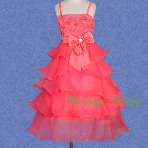 FG136 Girls Tiered Wedding Flower Girl Party Dresses Pageant Dress Size 2-9