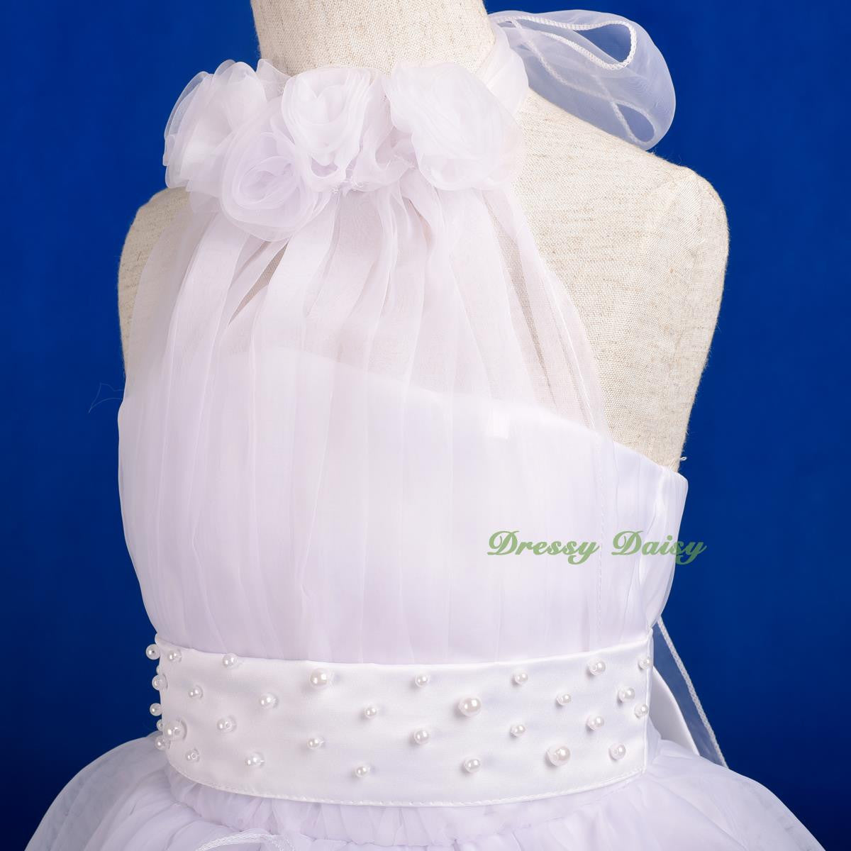 FG326 Rosettes Halter Ball Gown Formal Dress Wedding Flower Girl Pageant Size 4-14