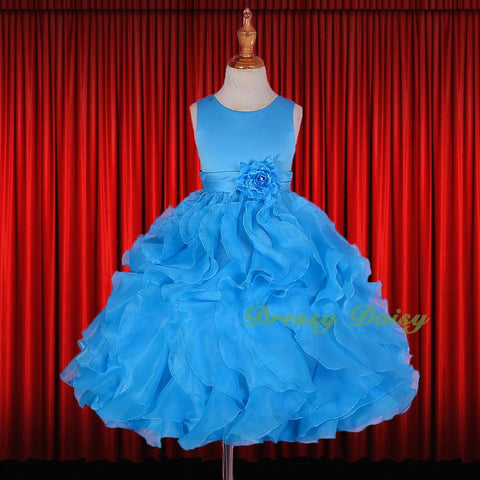 FG234 Girls Ruffle Flower Girl Dresses Pageant Gown Party Communion Dress Size 4-12