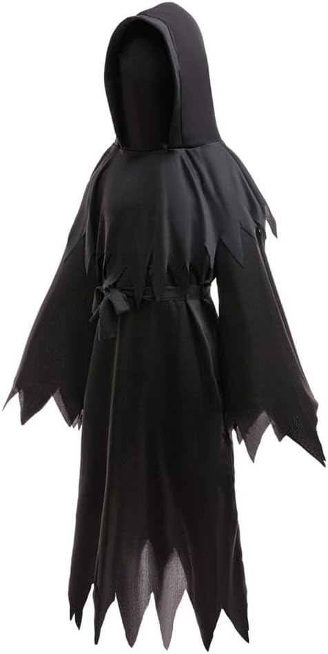 Dressy Daisy 5–12 Kids Grim Reaper Halloween Costume with Scythe Hood Gloves Belt Scary Robe Boys Girls for Trick or Treat