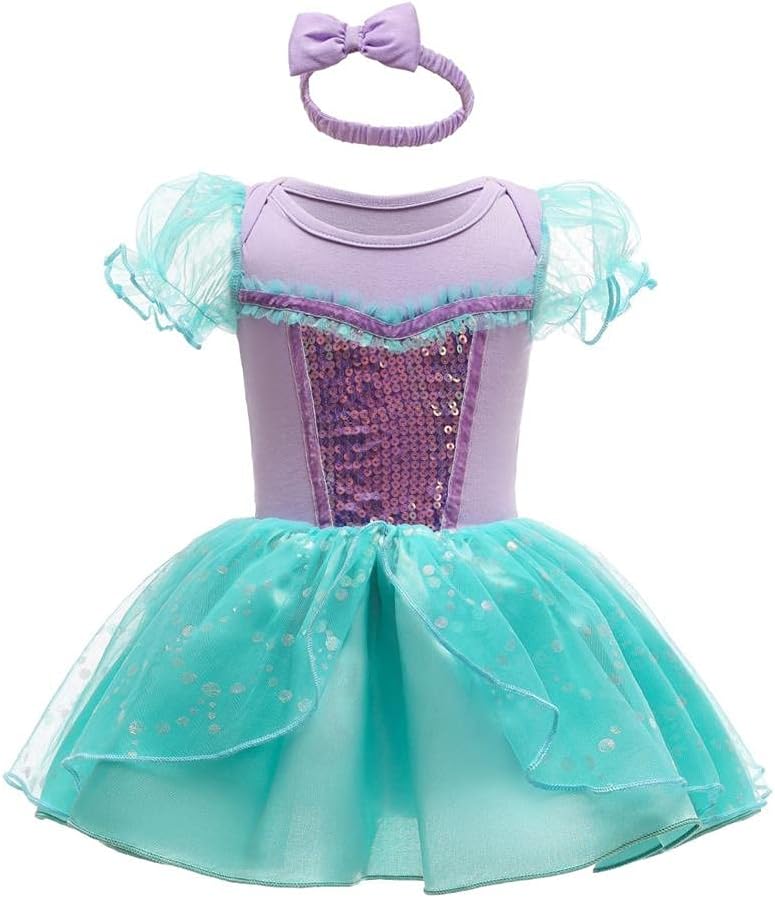 Dressy Daisy Infant Baby Girl Princess Dress Costume Romper Tulle Tutu Fancy Birthday Halloween Bodysuit Outfit with Headband