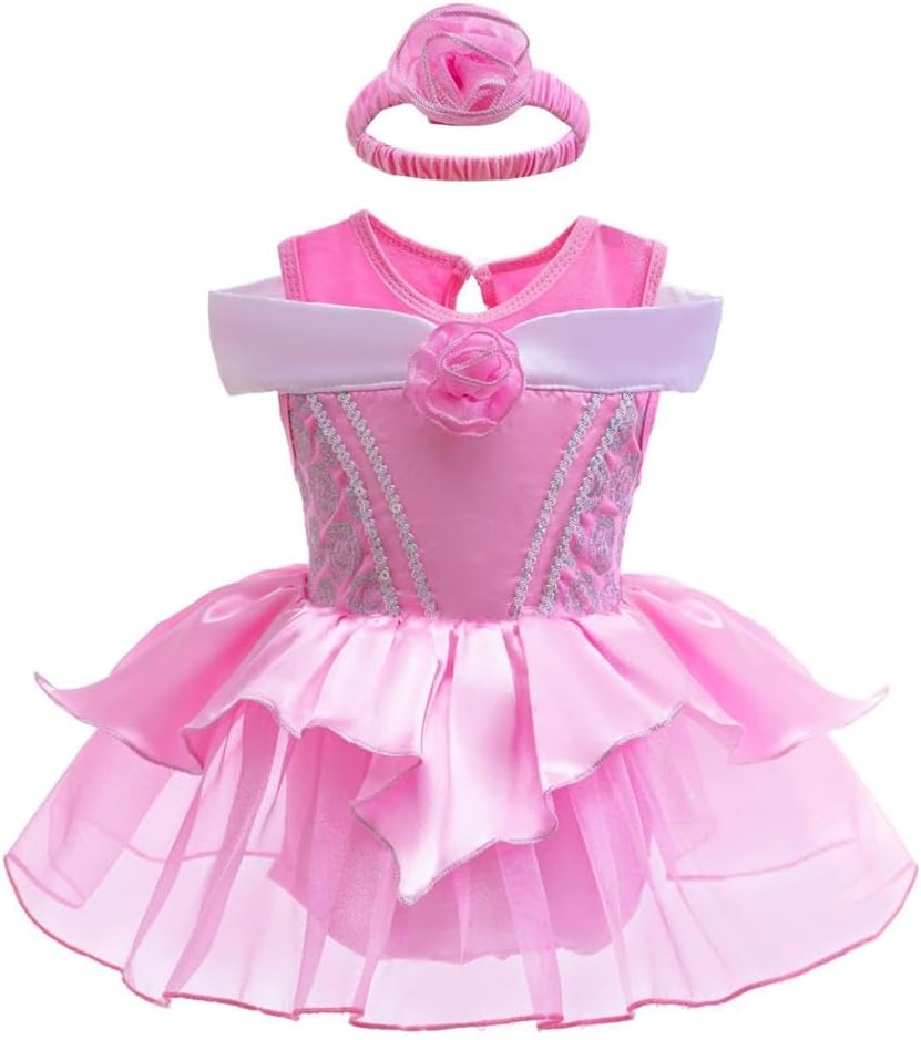 Dressy Daisy Infant Baby Girl Princess Dress Costume Romper Tulle Tutu Fancy Birthday Halloween Bodysuit Outfit with Headband