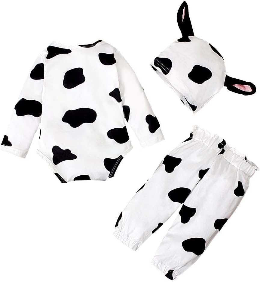 Dressy Daisy Infant Baby Cow Onesie Romper Costume Bodysuit Set with pants and Hat Size 6 to 24 Months