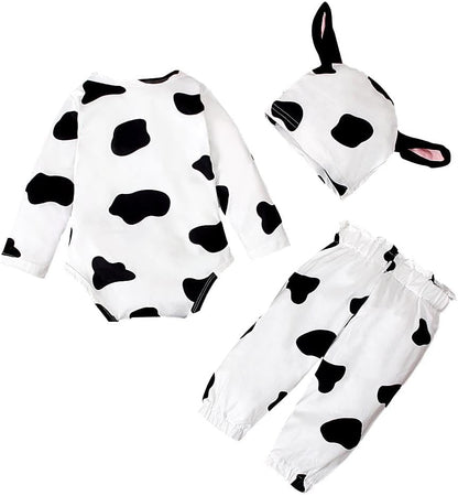 Dressy Daisy Infant Baby Cow Onesie Romper Costume Bodysuit Set with pants and Hat Size 6 to 24 Months