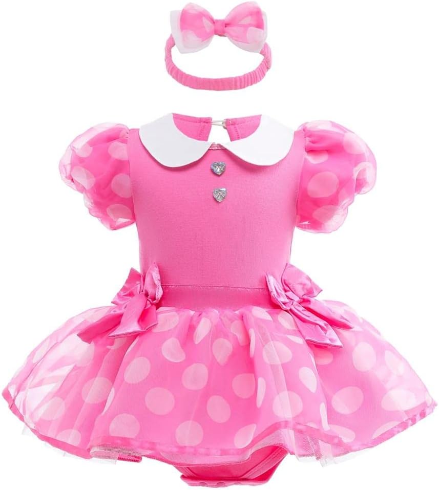 Dressy Daisy Infant Baby Girls Polka Dots Romper Costume Onesie Halloween Birthday Party Dress with Headband