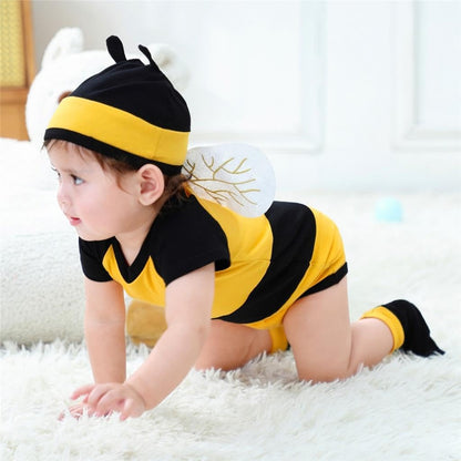 Dressy Daisy Newborn Infant Baby Honey Bee Onesie Romper Costume Bodysuit Set with Wings, Socks and Hat Size 0 to 24 Months