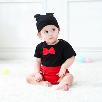 Dressy Daisy Baby Boy Mouse Romper Halloween Costume Bodysuit Party Dress Up Outfit with Mouse Ears Hat Size 3-18 Months