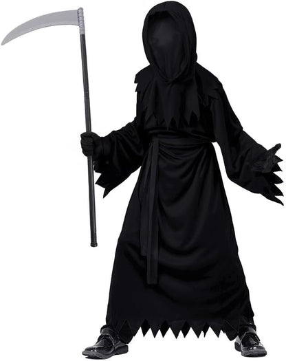 Dressy Daisy 5–12 Kids Grim Reaper Halloween Costume with Scythe Hood Gloves Belt Scary Robe Boys Girls for Trick or Treat