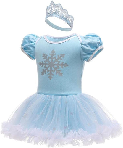 Dressy Daisy Infant Baby Girl Princess Dress Costume Romper Tulle Tutu Fancy Birthday Halloween Bodysuit Outfit with Headband