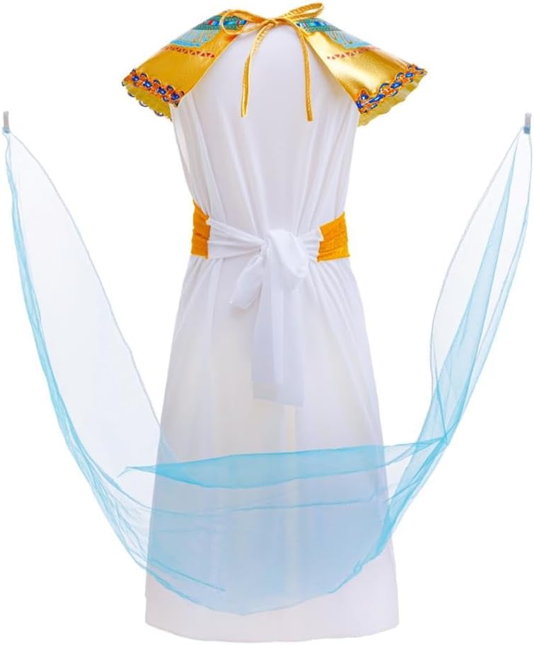 Dressy Daisy Cleopatra Costume Girls Kids Egyptian Queen Goddess Outfit Accessories Set, Halloween Dress Up Size 4T - 14