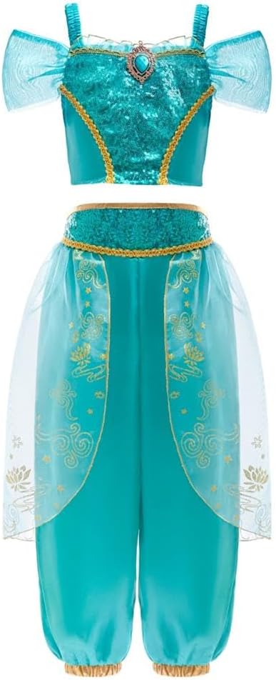 Dressy Daisy Arabian Princess Costume Girls Dress Up Belly Dance Outfit 2-Piece Top & Pants Set Kid Halloween Party Size 2-14