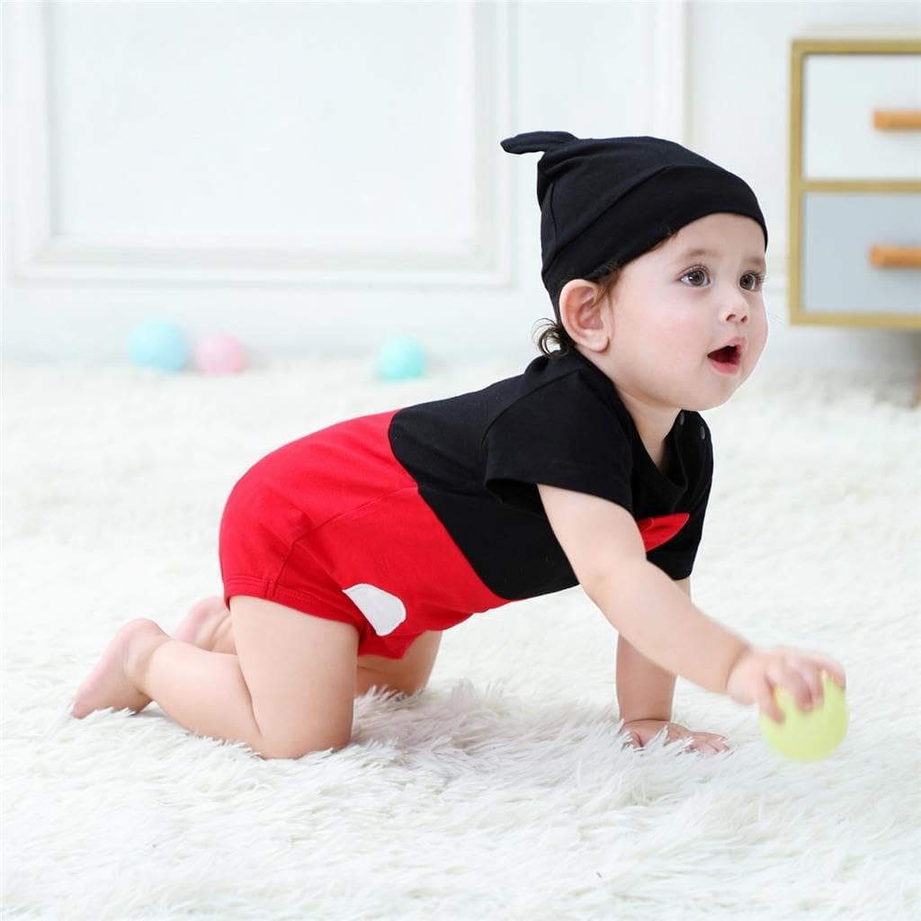 Dressy Daisy Baby Boy Mouse Romper Halloween Costume Bodysuit Party Dress Up Outfit with Mouse Ears Hat Size 3-18 Months