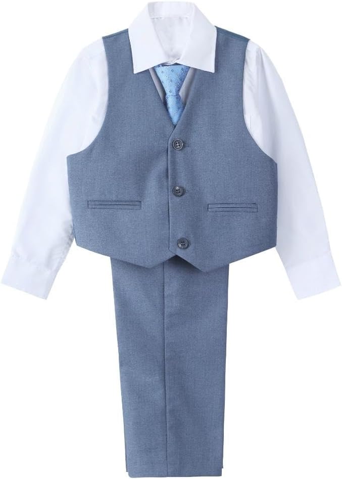 Dressy Daisy 5-Piece Boys Slim Fit Tuxedo Suit Set Formal Outfit Wear Toddler Kids Size 2T-13