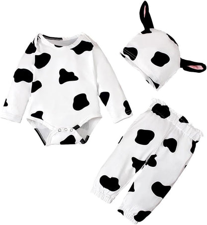 Dressy Daisy Infant Baby Cow Onesie Romper Costume Bodysuit Set with pants and Hat Size 6 to 24 Months