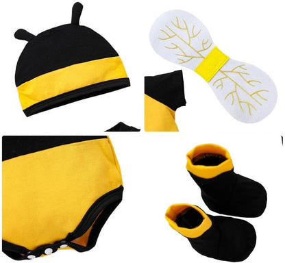 Dressy Daisy Newborn Infant Baby Honey Bee Onesie Romper Costume Bodysuit Set with Wings, Socks and Hat Size 0 to 24 Months