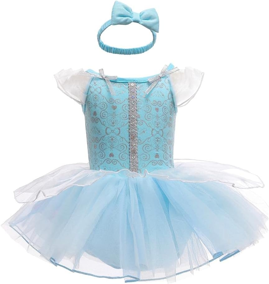 Dressy Daisy Infant Baby Girl Princess Dress Costume Romper Tulle Tutu Fancy Birthday Halloween Bodysuit Outfit with Headband