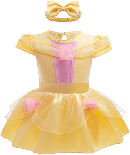 Dressy Daisy Infant Baby Girl Princess Dress Costume Romper Tulle Tutu Fancy Birthday Halloween Bodysuit Outfit with Headband