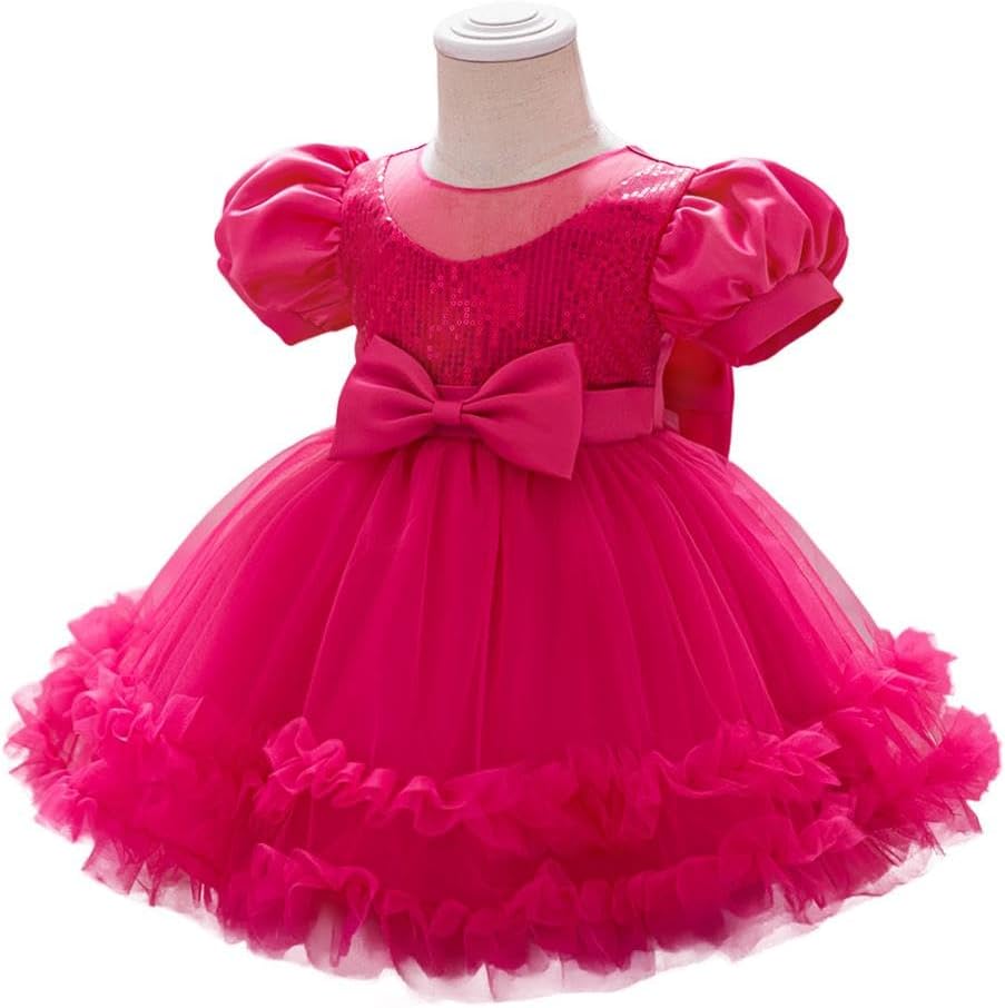 Dressy Daisy Baby Girls' Flower Girl Dress Tulle Ball Gown with Headband for Wedding, Party, Pageant or Special Occasions