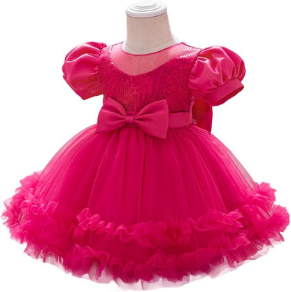 Dressy Daisy Baby Girls' Flower Girl Dress Tulle Ball Gown with Headband for Wedding, Party, Pageant or Special Occasions