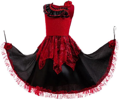 Dressy Daisy Girls 5-12 Spanish Flamenco Dress Traditional Mexican Folklorico Costume Kids Latin Dancer Outfit with Hair Loop