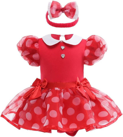 Dressy Daisy Infant Baby Girls Polka Dots Romper Costume Onesie Halloween Birthday Party Dress with Headband