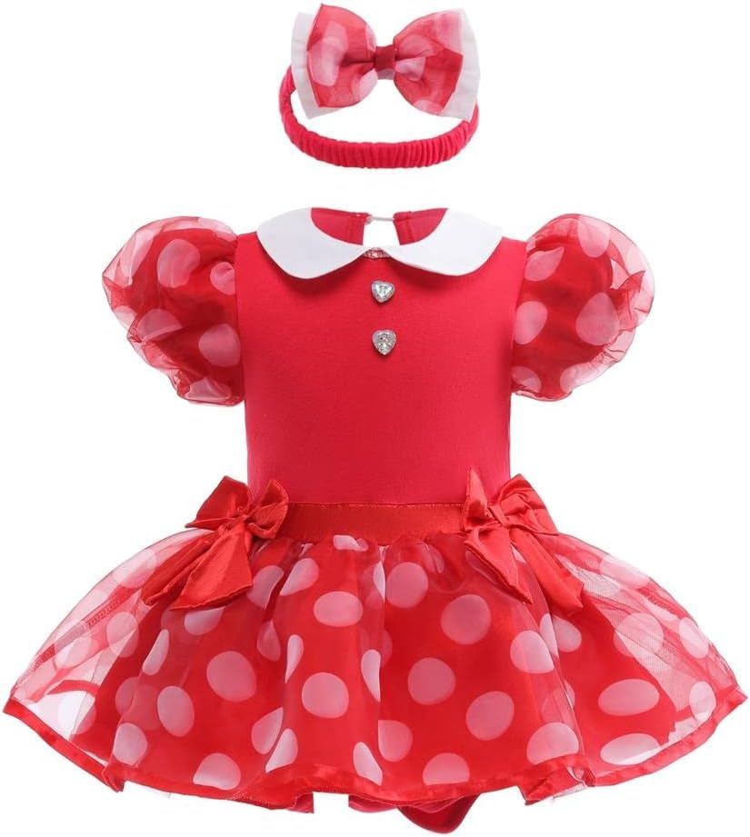 Dressy Daisy Infant Baby Girls Polka Dots Romper Costume Onesie Halloween Birthday Party Dress with Headband
