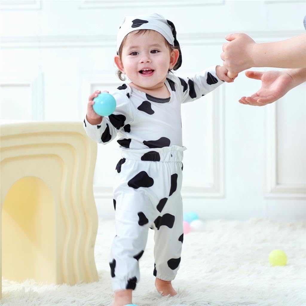 Dressy Daisy Infant Baby Cow Onesie Romper Costume Bodysuit Set with pants and Hat Size 6 to 24 Months