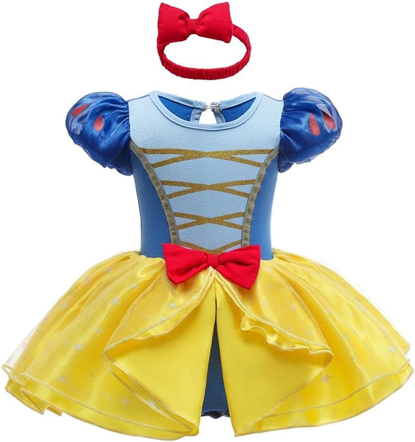 Dressy Daisy Infant Baby Girl Princess Dress Costume Romper Tulle Tutu Fancy Birthday Halloween Bodysuit Outfit with Headband