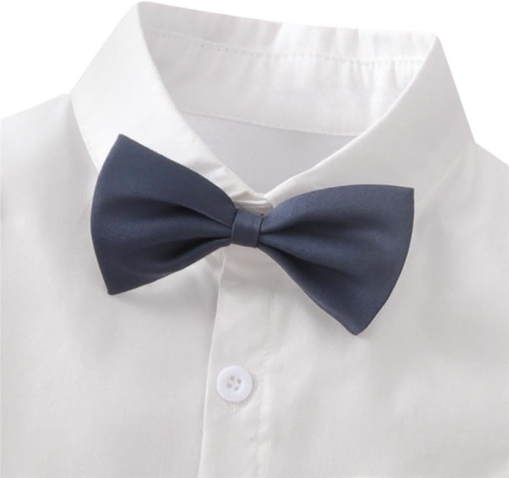 Dressy Daisy Toddlers Baby Boys 4-Piece Vest Pants Outfit with Bow Tie and Suspenders Gentleman Suit Set for Wedding Birthday