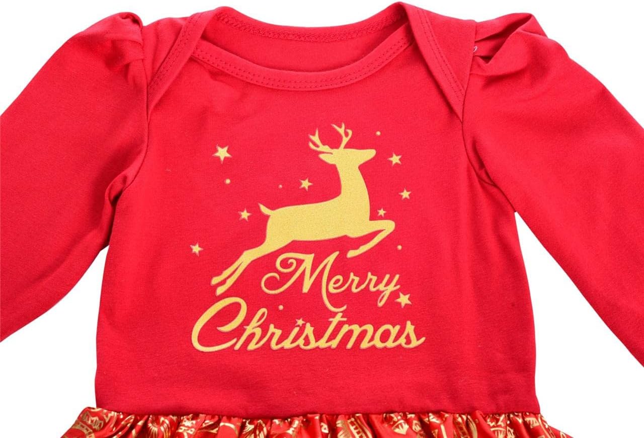 Dressy Daisy My 1st First Christmas Outfits for Baby Girls Xmas Party Onesie Romper Bodysuit Tutu Dress Set