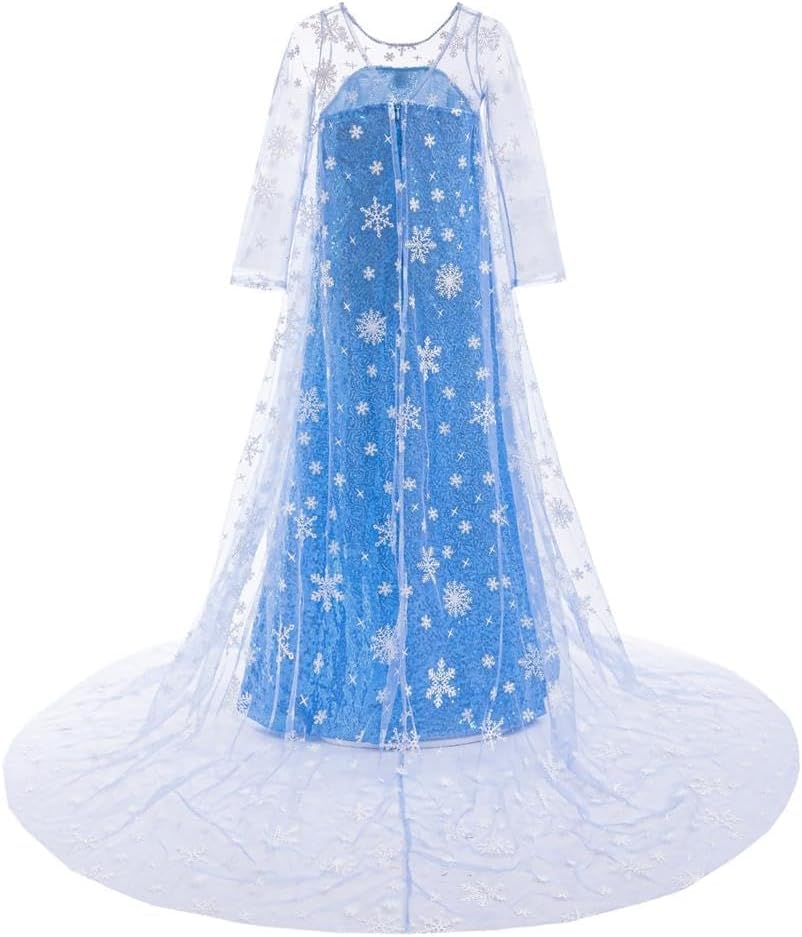 Dressy Daisy Princess Costume Girls Sparkly Sequin Dress Cape Kids Birthday Halloween Outfit Long Sleeves, Blue Pink White