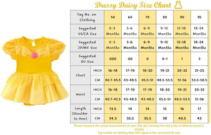 Dressy Daisy Princess Onesie Romper Fancy Dress Costume Halloween Birthday Bodysuit Outfit with Headband for Infant Baby Girl