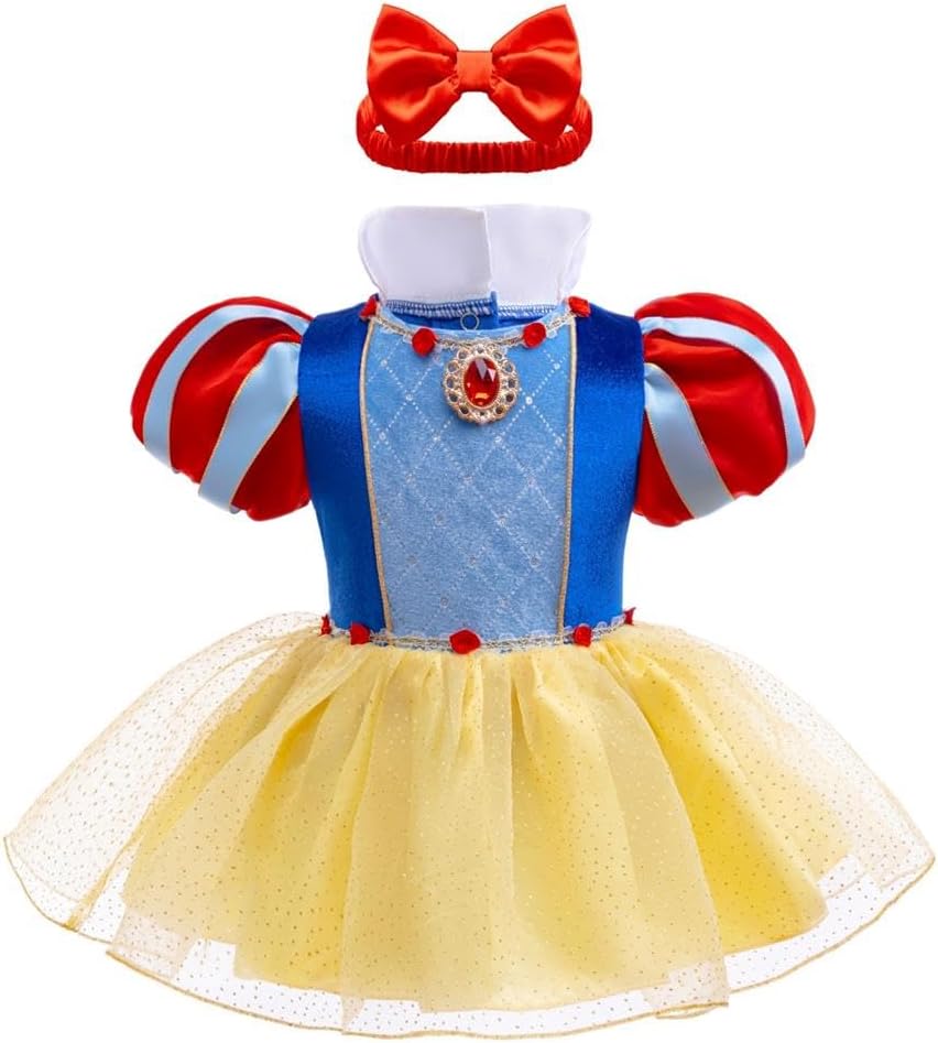 Dressy Daisy Infant Baby Girl Princess Dress Costume Romper Tulle Tutu Fancy Birthday Halloween Bodysuit Outfit with Headband