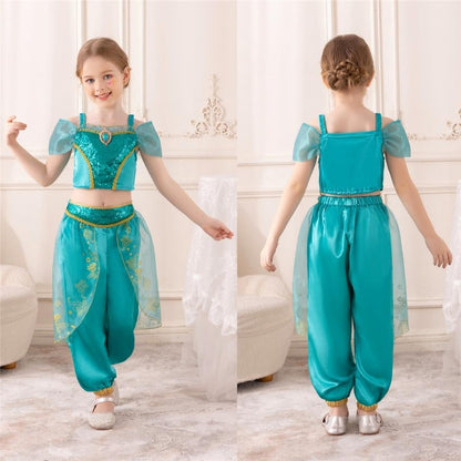 Dressy Daisy Arabian Princess Costume Girls Dress Up Belly Dance Outfit 2-Piece Top & Pants Set Kid Halloween Party Size 2-14
