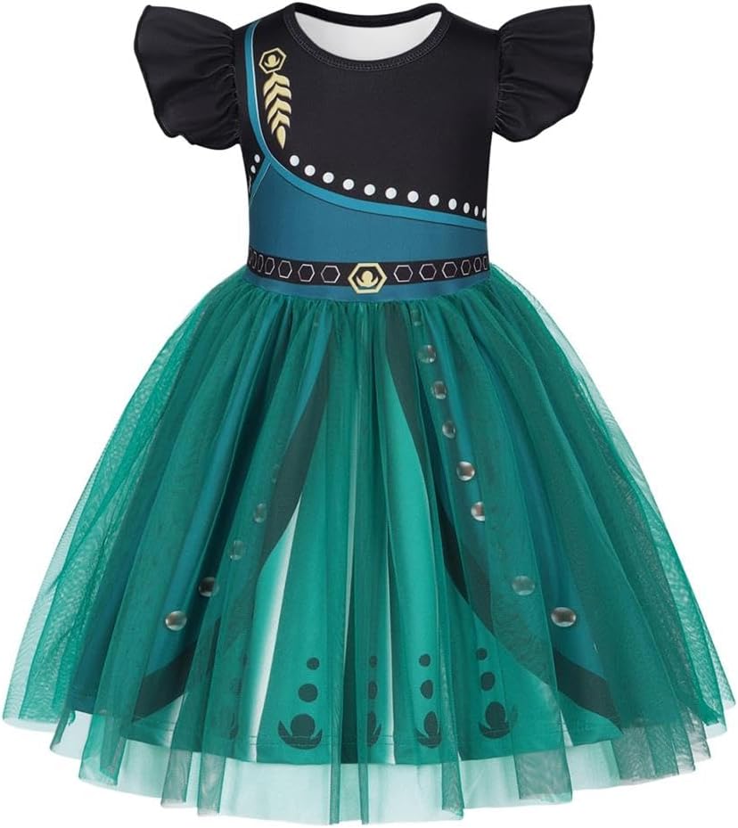 Dressy Daisy Ice Princess Coronation Costume Outfit, Toddler Little Girls for Casual Dress Birthday Party, Size 2T-10 Green