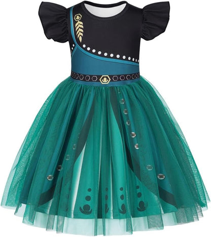 Dressy Daisy Ice Princess Coronation Costume Outfit, Toddler Little Girls for Casual Dress Birthday Party, Size 2T-10 Green