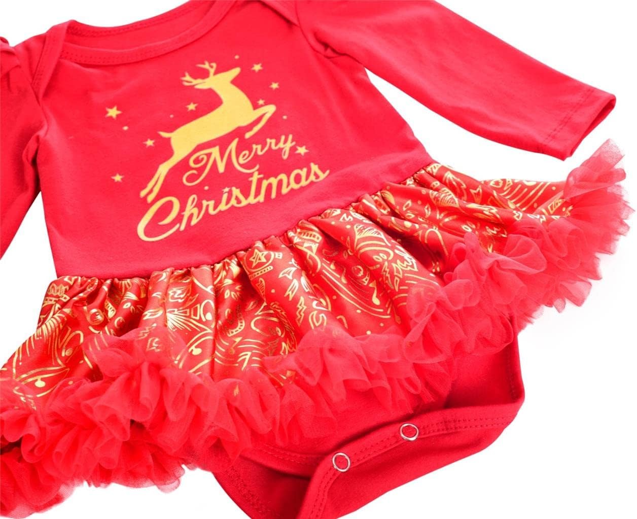 Dressy Daisy My 1st First Christmas Outfits for Baby Girls Xmas Party Onesie Romper Bodysuit Tutu Dress Set