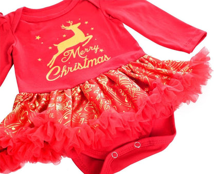Dressy Daisy My 1st First Christmas Outfits for Baby Girls Xmas Party Onesie Romper Bodysuit Tutu Dress Set