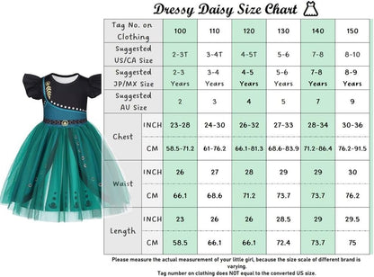Dressy Daisy Ice Princess Coronation Costume Outfit, Toddler Little Girls for Casual Dress Birthday Party, Size 2T-10 Green